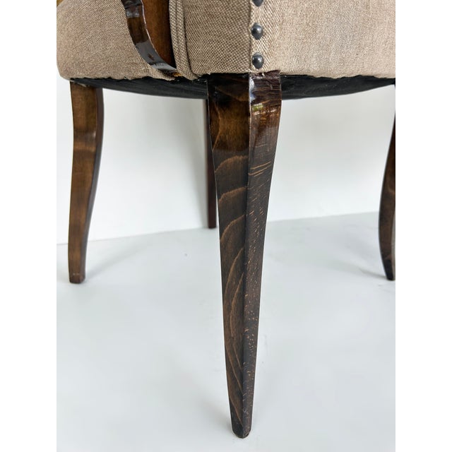 French Art Deco Beech Wood Armchairs by Jean Pascaud, Two Pairs Available C1940s For Sale - Image 12 of 14