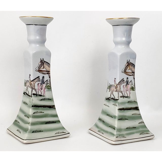 Late 20th Century Candlestick Pair Equestrian For Sale - Image 5 of 9