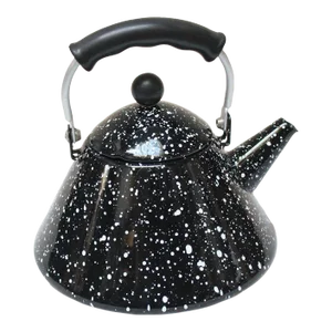 Vintage Black Enamel Graniteware / Splatterware Tea Kettle
