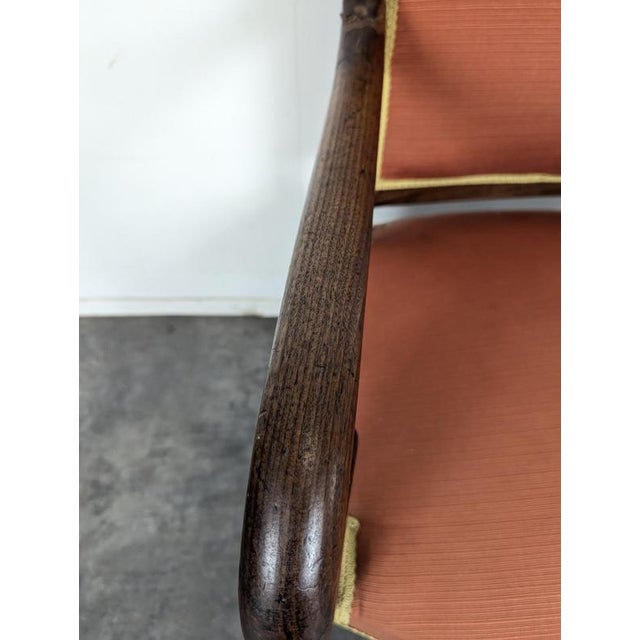 Restoration Style Mahogany Armchair with Curved Armrests and Orange Fabric For Sale - Image 3 of 11