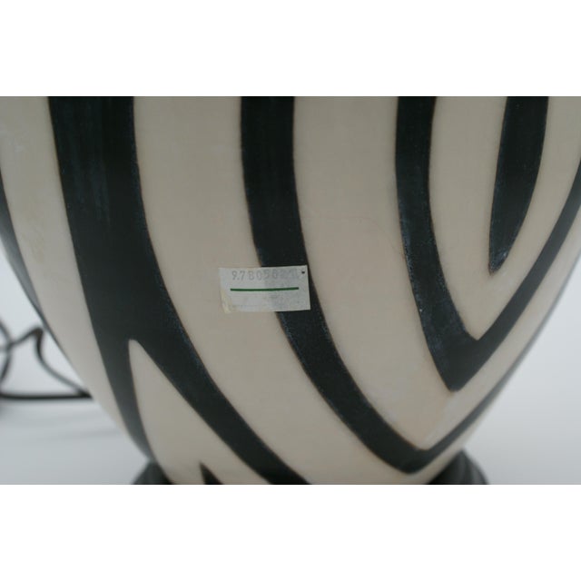 Late 20th Century Black & Ivory Geometric Chulucanas Pottery Center Eye Modern Vase Lamp For Sale - Image 4 of 7