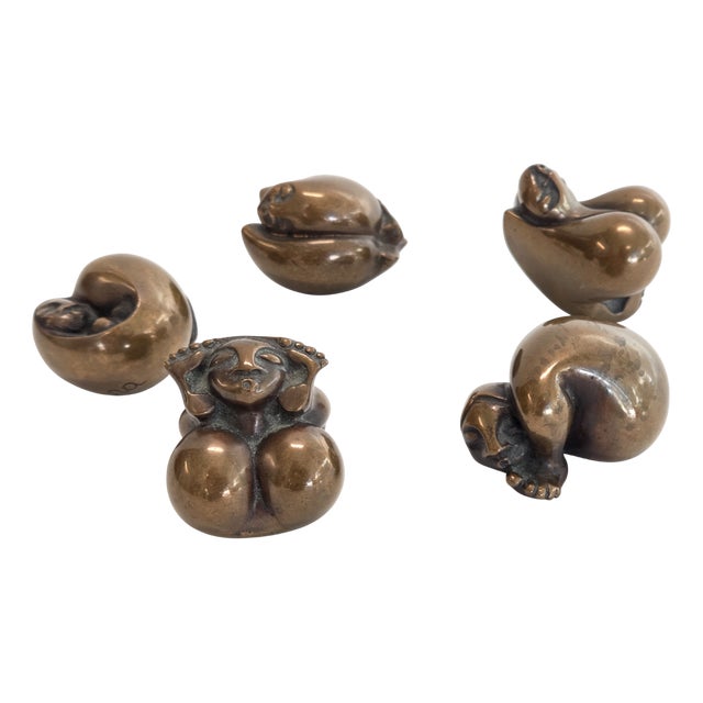 Bronze Miniature Sculptures by Birgitta Ara, 1980s, Set of 5 For Sale