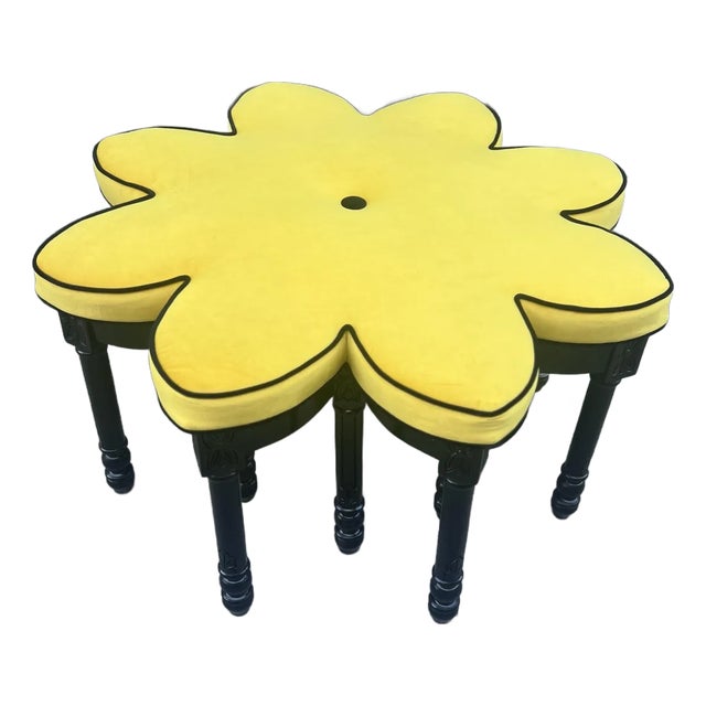 1960s Vintage Big Yellow Star Ottoman For Sale