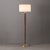 1970s Scalloped Floor Lamp - Walnut, Weathered Brass, White Linen, on/Off Pull Chain For Sale - Image 5 of 8