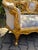 Mint Vintage French Louis XVI Settee in Gilded Beech Wood, Mint Damask & Cream Velvet For Sale - Image 8 of 11