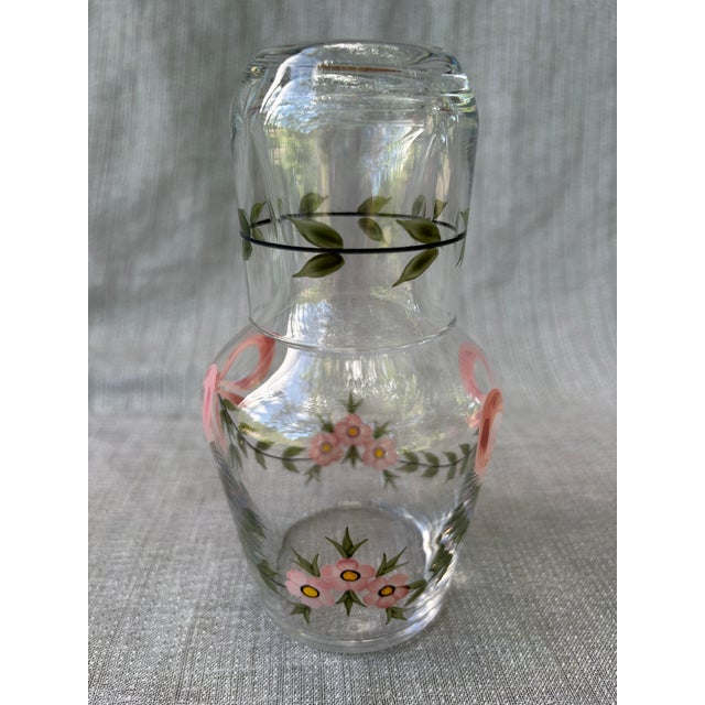 Vintage Hand Painted Bedside Carafe & Cup Set For Sale In New York - Image 6 of 14