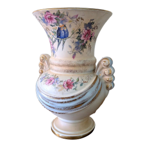Vintage Abingdon Pottery Hand Decorated "Floral Lovebird" Urn Vase