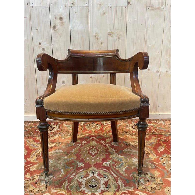Beige Louis XVI Napoleon III Style Office Chair For Sale - Image 8 of 8