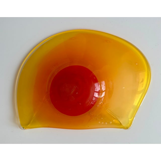 Glass Orange Art Glass Bowl Hand-Blown Mid-Century Modern Italy 1970s Murano For Sale - Image 7 of 7