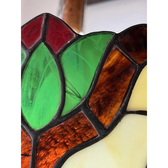 1980s Silver, Root Wood and Cathedral Glass Lamp in the style of Tiffany, Italy, 1989 For Sale - Image 5 of 13