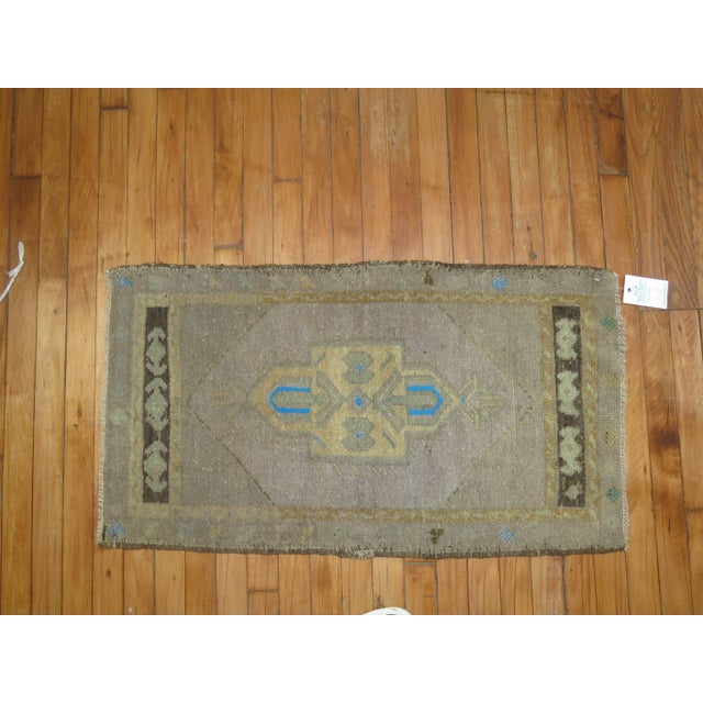 Lavender Electric Blue Vintage Turkish Oushak Throw Rug - 1'9" x 3'3" For Sale - Image 4 of 5