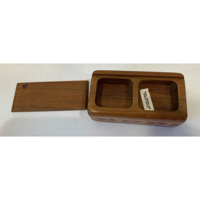 Mid 20th Century Vintage Inlaid Wooden Trinket Box With Hidden Compartment For Sale - Image 5 of 7