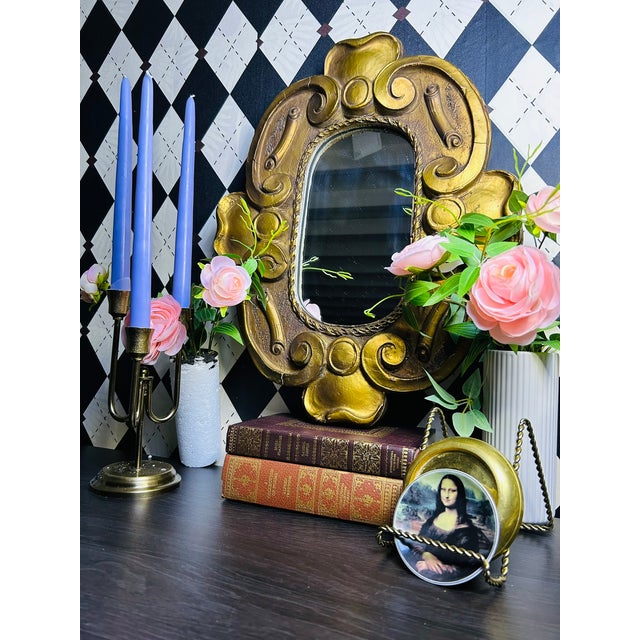 Giltwood Scroll Frame Oval Wall Mirror With Craquele, 20" For Sale In Boston - Image 6 of 6