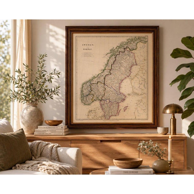 Antique Map of Sweden and Norway, 1860 For Sale - Image 9 of 10