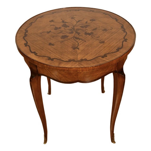 1930s French Satinwood Inlaid Center Table / Side Table For Sale