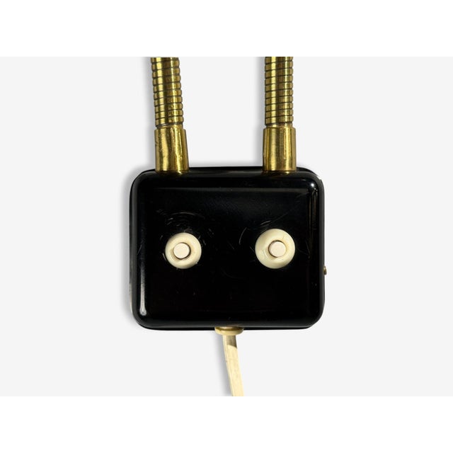 Metal Upsala Armaturfabrik, Adjustable Wall Sconce, Black Metal, Brass, Sweden, 1960s For Sale - Image 7 of 13