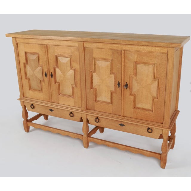 Brutalist Oak Henning Kjærnulf, Oak Sideboard, Danish Mid-Century, Nyrup Møbelfabrik, 1960s, Attributed For Sale - Image 9 of 16