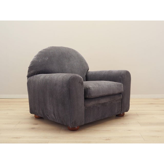 Wood Italian Grey Velour Armchair, 1980s For Sale - Image 7 of 14