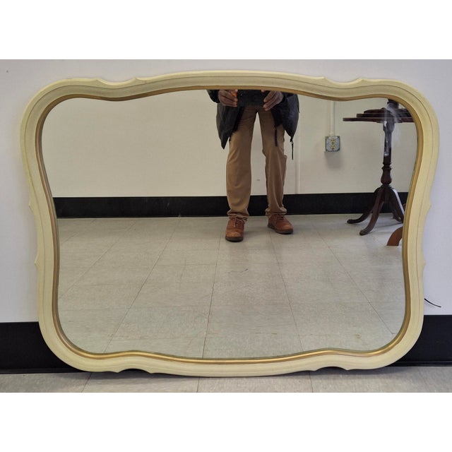 Mid Century French Provincial Style Cream Painted Frame Wall Mirror For Sale In Washington DC - Image 6 of 6