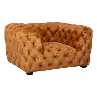 Chesterfield Armchair in Gold, Yellow and Ochre Fabric from Kare Design For Sale