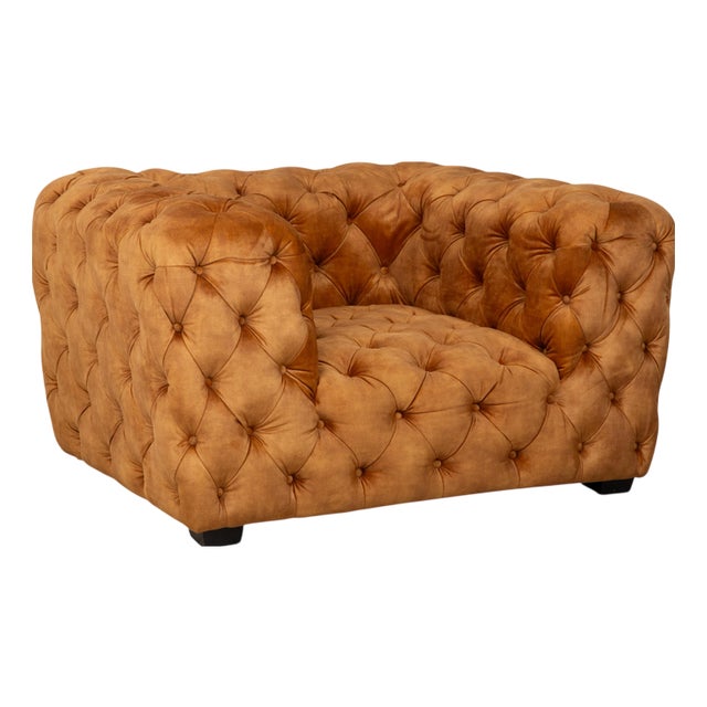 Chesterfield Armchair in Gold, Yellow and Ochre Fabric from Kare Design For Sale