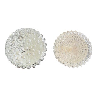 Glass Round Flush Mounts, 1990s, Set of 2 For Sale