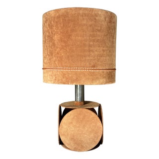 Mid-Century Terracotta Suede Table Lamp. 1970s For Sale