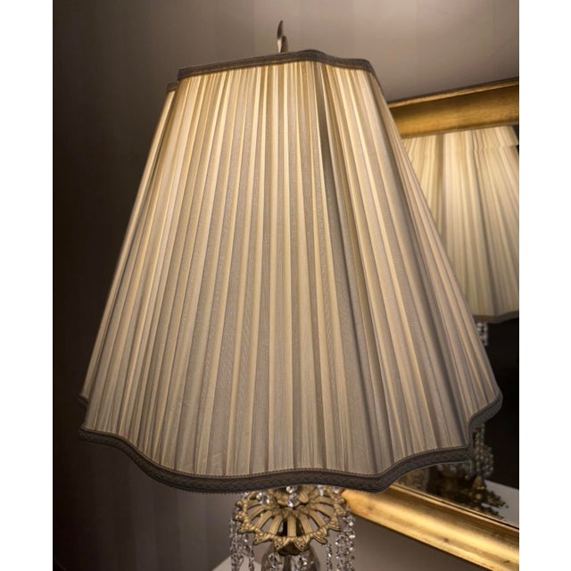 1968 Loevsky & Loevsky Hollywood Regency Vintage Crystal Table Lamps With New Shades — A Pair For Sale In Pittsburgh - Image 6 of 18