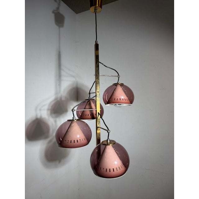 Pink Vintage Pendant Light in Pink Acrylic Glass from Lamter Milano For Sale - Image 8 of 9