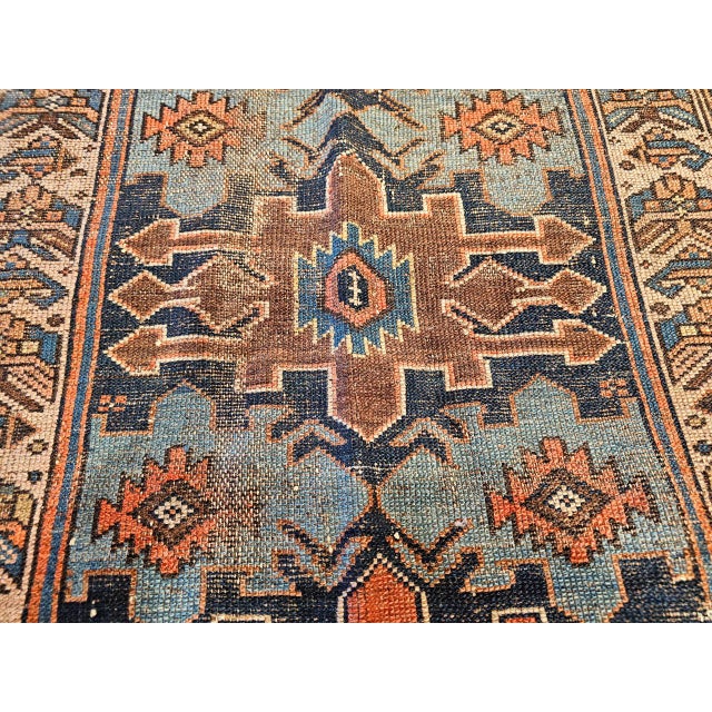 Antique Malayer Area Rug, Hand-Knotted Wool, Geometric Pattern, 4x6, Ivory & Navy For Sale - Image 16 of 18