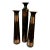 Vintage Trio of Rustic Bronze Metal Vases With Ribbed Copper Accents For Sale