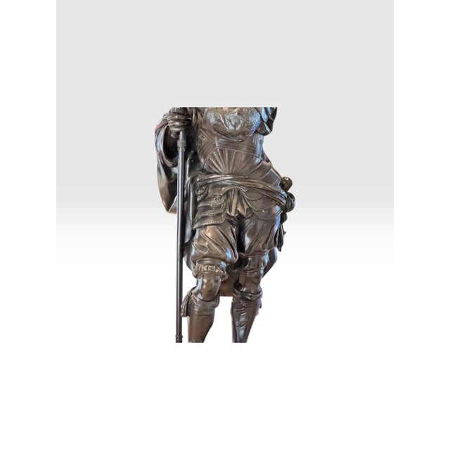 Metal Antique 25” Signed French Bronze Sculpture the Landsknecht by Albert-Ernest Carrier Belleuse For Sale - Image 7 of 12