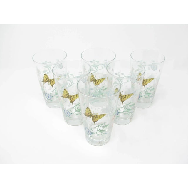 Rare vintage Lenox Butterfly Meadow glass tumblers with iconic butterfly design. Lovely colors. Made for Lenox by Libbey....