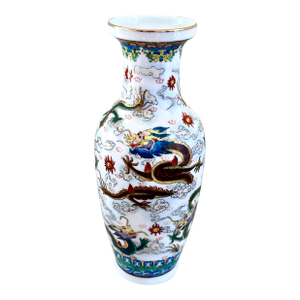 Vintage Hand Painted Chinese Porcelain Dragon Vase