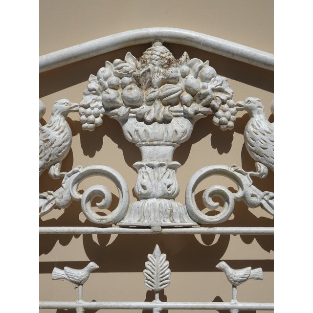 1950s Pair Tall Vintage French Country Cast Iron White Twin Bed Frames Headboards For Sale - Image 5 of 12