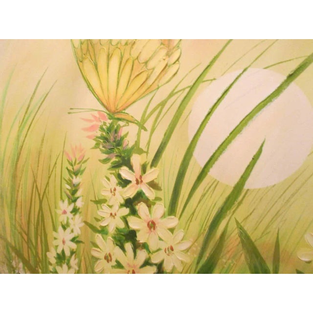 Large acrylic painting on canvas with butterfly in center. Artist signed Andersen in bottom right corner.