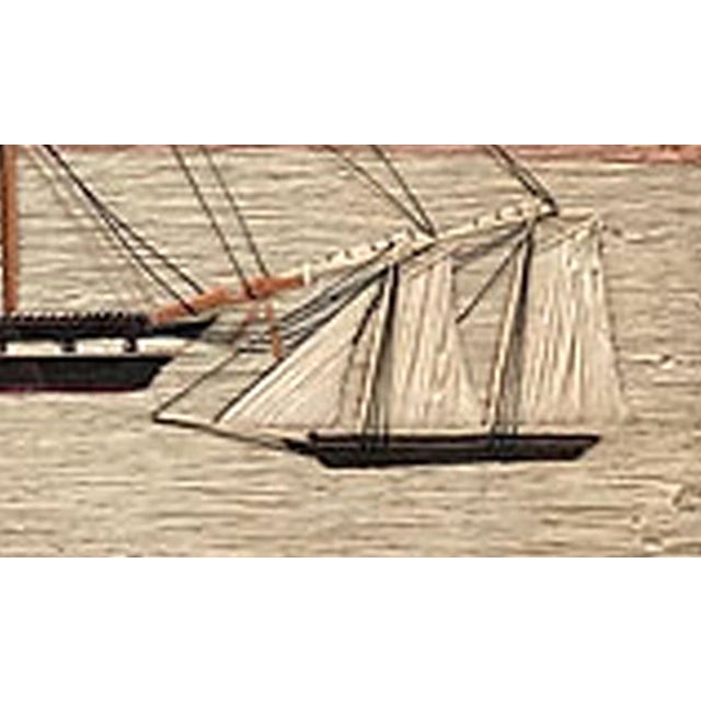 Textile British Sailor's Woolwork of Royal Navy Ships in a Bay For Sale - Image 7 of 11