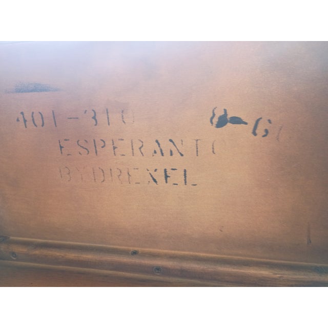 Vintage 1960s Drexel Esperanto Poudre Pecan Wood Vanity With Lift-Up Mirror For Sale - Image 9 of 12
