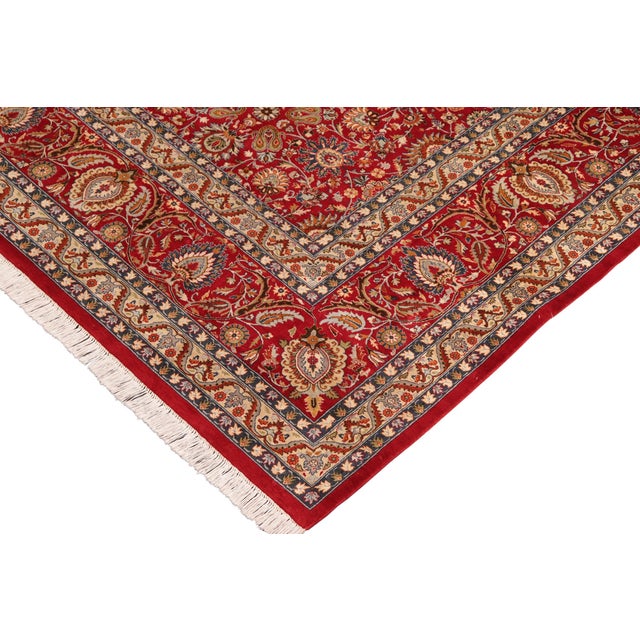 Shabby Chic 1990's Floral Pak-Persian Red/Green Wool Rug - 10'0'' X 14'3'' For Sale - Image 3 of 9