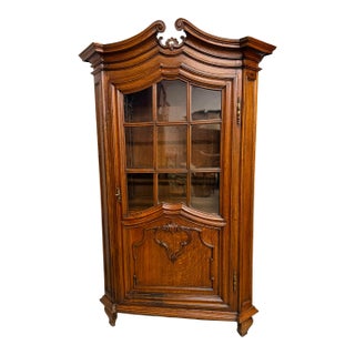 Late 19th Century Louis XV Style French Oak Bookcase With Glazed Glass Door, Circa 1860 For Sale