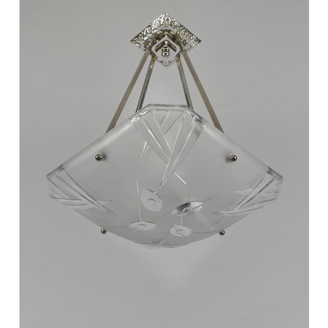 French Art Deco Pendant Light by Degue 1930 France For Sale - Image 6 of 12