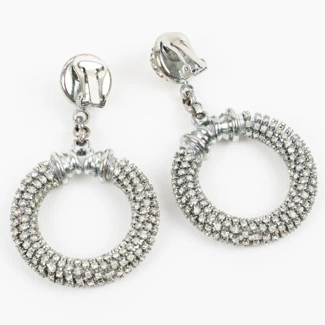 1980s Gianfranco Ferre Crystal Jeweled Clip Earrings For Sale - Image 5 of 8