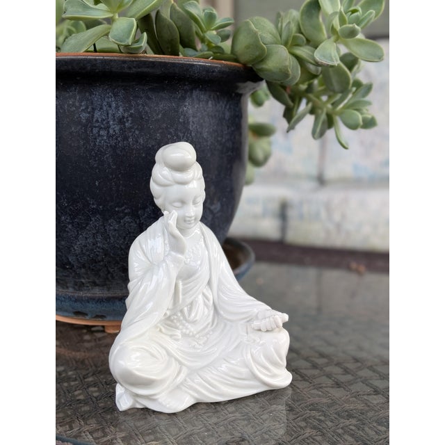 Vintage Mid-Century Blanc De Chine Seated Asian Woman For Sale - Image 9 of 10