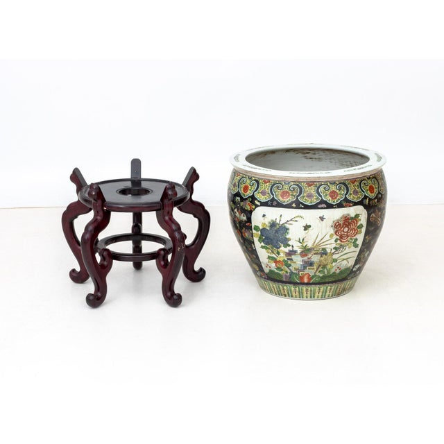 Chinese Famille Noir Porcelain Fish Bowls, Pair For Sale - Image 14 of 16