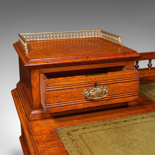 Brown Antique Estate Manager's Kneehole Desk, Scottish, Oak, Country House, Victorian For Sale - Image 8 of 12