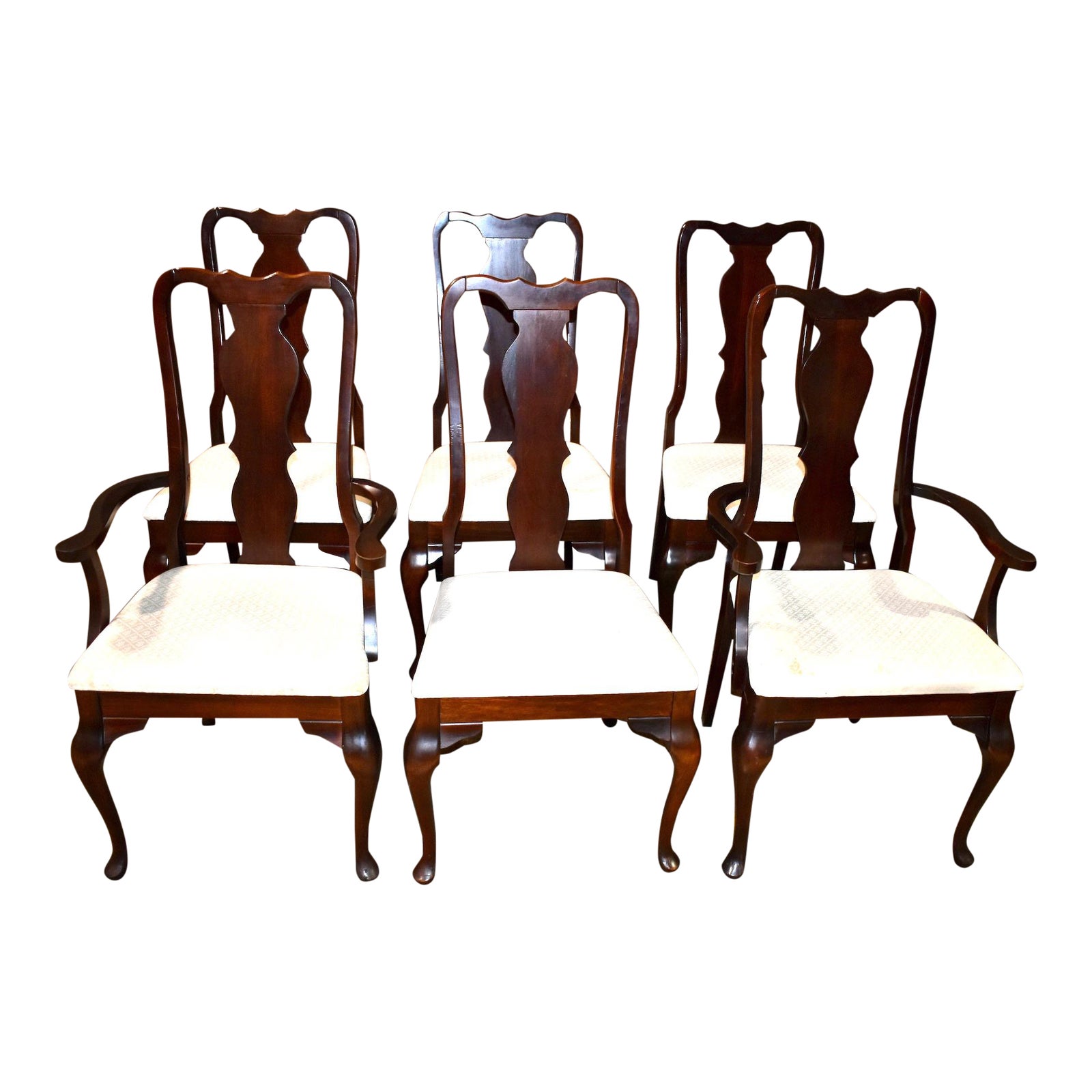 Vintage Singer Furniture Queen Anne Style Dining Chairs Set of 6