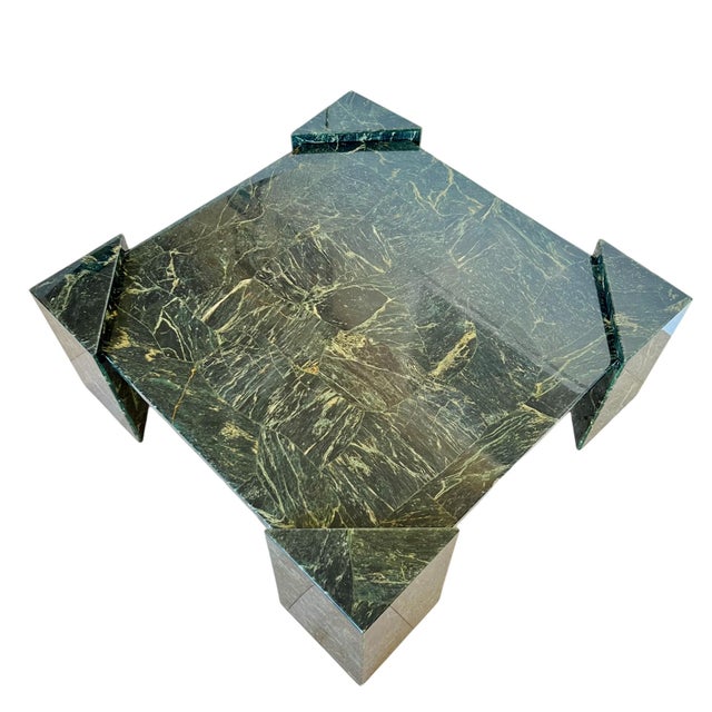 Modernist Green Faux Marble Fiberglass Coffee Table, 1980s For Sale - Image 4 of 12