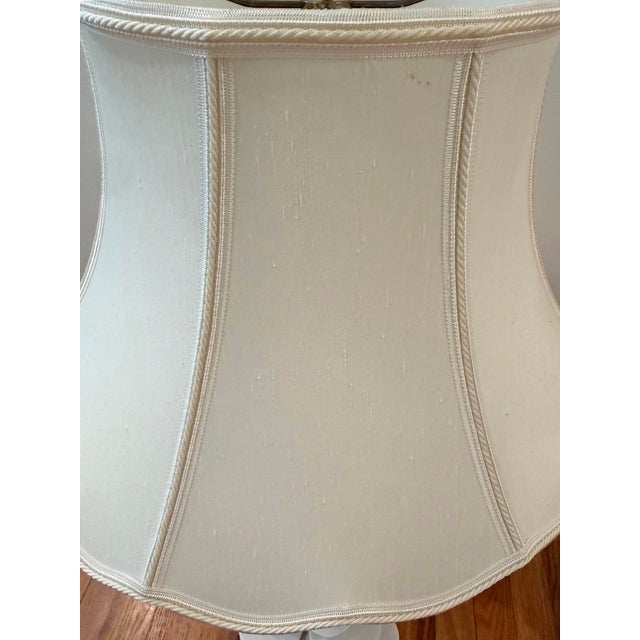 Mid 20th Century Italian Ceramic Faux Bamboo & Lotus Flower Table Lamps - A Pair For Sale - Image 16 of 17