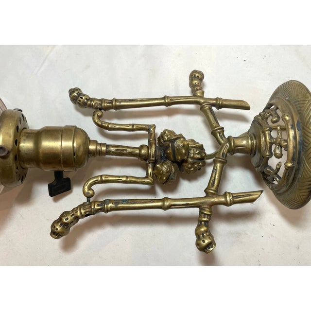 1930s Rare Antique Ornate Brass Nautical Ship Boat Wall Sconce Fixture Gimbal Chestnut For Sale - Image 4 of 12