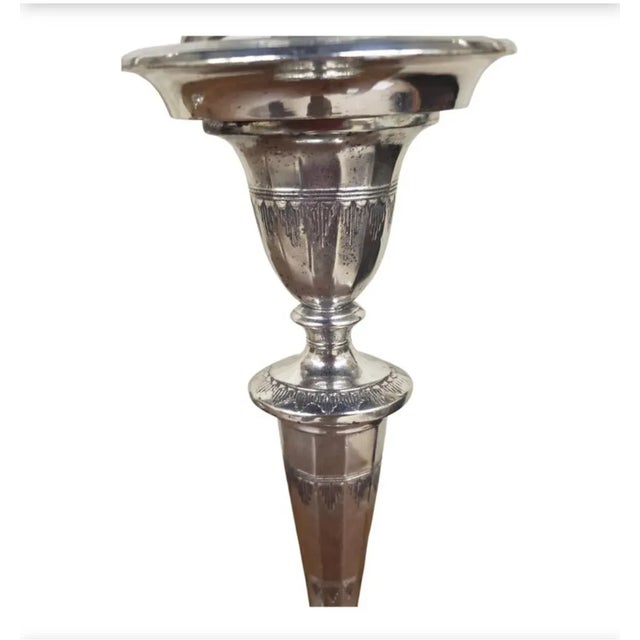 Traditional 1950s Silverplate Convertible Three-Light Candelabra- a Pair For Sale - Image 3 of 6